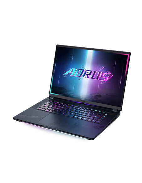 Gigabyte AORUS MASTER 16 BYH 16" WQXGA 240Hz nešiojamas kompiuteris – vaizdas iš priekio kitu kampu