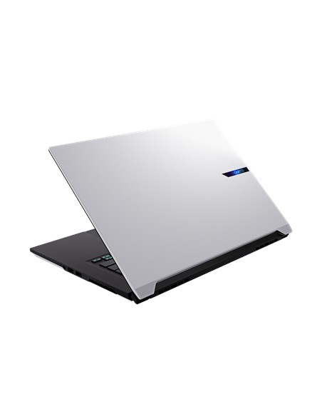 Gigabyte AERO X16 1VH 16" WQXGA 165Hz nešiojamas kompiuteris – baltas dangtis iš galo kampu