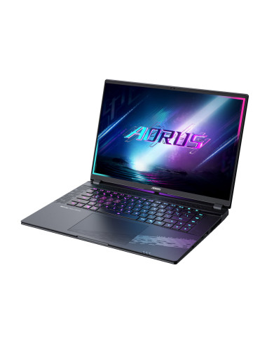 Gigabyte AORUS ELITE 16 BWH 16" WQXGA 165Hz nešiojamas kompiuteris – vaizdas iš priekio kampu
