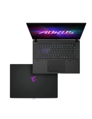 Gigabyte AORUS MASTER 16 6XJ 16" WQXGA 240Hz nešiojamas kompiuteris – klaviatūra ir dangtis iš viršaus