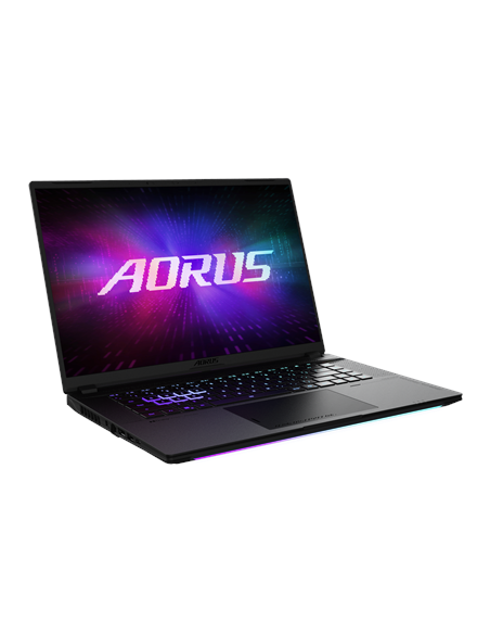 Gigabyte AORUS MASTER 16 6XJ 16" WQXGA 240Hz nešiojamas kompiuteris – vaizdas iš priekio kampu