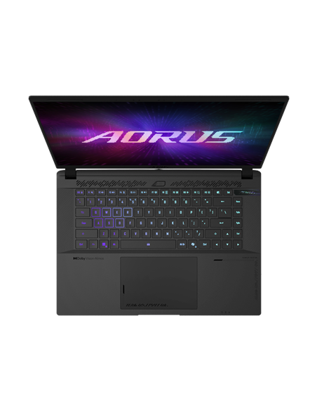 Gigabyte AORUS MASTER 16 6XJ 16" WQXGA 240Hz nešiojamas kompiuteris – klaviatūra iš viršaus