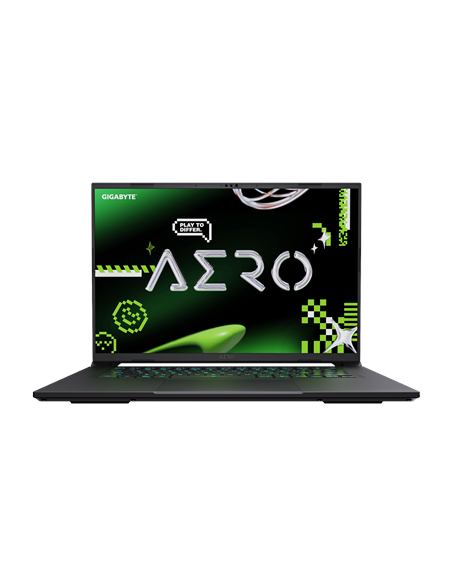 Gigabyte AERO X16 1WH 16" WQXGA 165Hz nešiojamas kompiuteris – vaizdas iš priekio