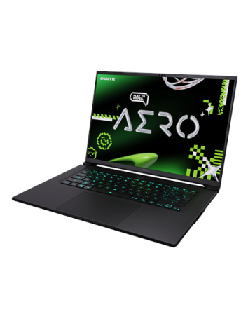 Gigabyte AERO X16 1WH 16" WQXGA 165Hz nešiojamas kompiuteris – vaizdas iš priekio kampu