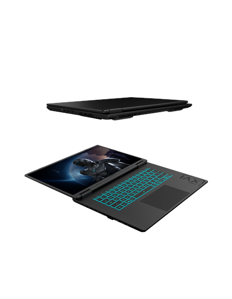 Gigabyte GAMING A16 3WH 16" WQXGA 165Hz nešiojamas kompiuteris – atidarytas ir uždarytas, vaizdas iš šono