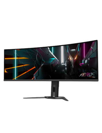Gigabyte AORUS CO49DQ 49" QD-OLED 144Hz žaidimų monitorius – vaizdas kampu