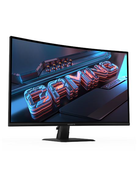 Gigabyte GS32QCA 31,5" QHD 180Hz lenktas žaidimų monitorius – šoninis vaizdas iš priekio