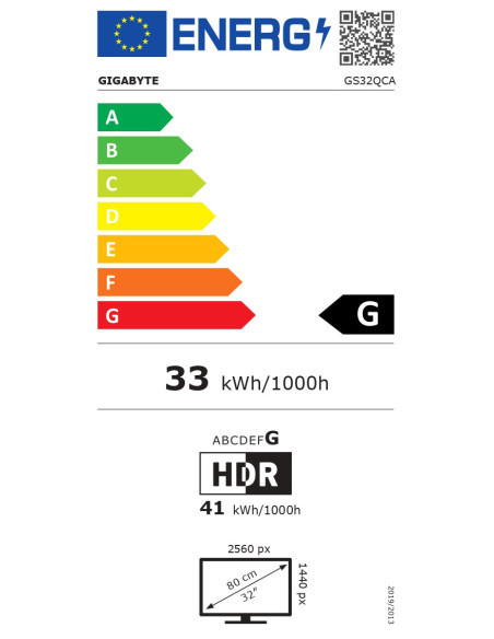Gigabyte GS32QCA monitorius – ES energijos etiketė (G klasė)