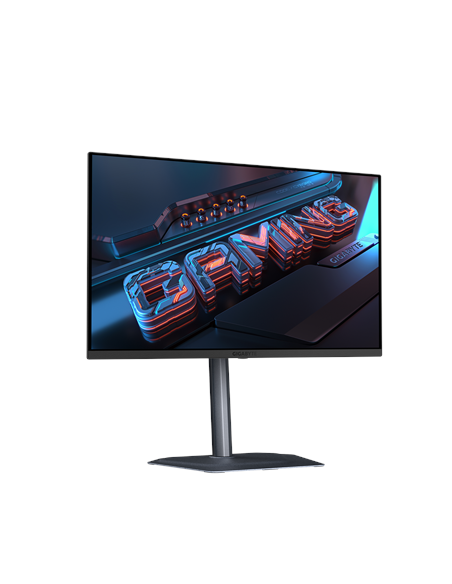 Gigabyte MO27Q2A 27" QD-OLED QHD 280Hz žaidimų monitorius – vaizdas iš priekio kampu