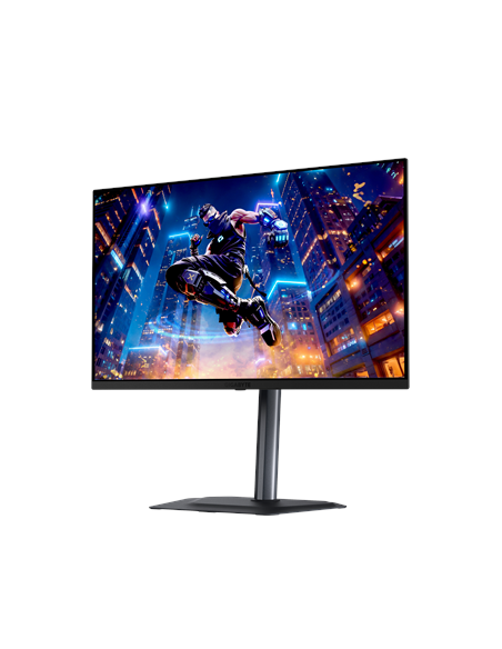 Gigabyte MO27Q3 27" QD-OLED QHD 360Hz žaidimų monitorius – vaizdas iš priekio kampu