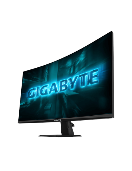 Gigabyte GS27FCA 27" FHD 200Hz VA lenktas žaidimų monitorius – vaizdas kampu iš priekio