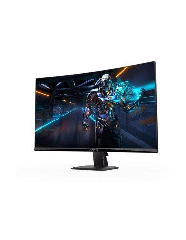 Gigabyte GS27FCA 27" FHD 200Hz VA lenktas žaidimų monitorius – vaizdas kampu su žaidimo vaizdu