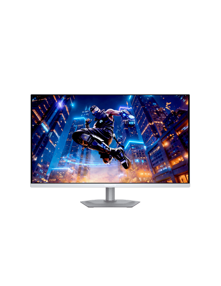 Gigabyte MO27Q2A ICE 27" QD-OLED QHD 280Hz žaidimų monitorius – vaizdas iš priekio iš toliau