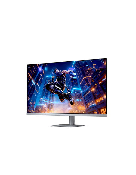 Gigabyte MO27Q2A ICE 27" QD-OLED QHD 280Hz žaidimų monitorius – šoninis vaizdas iš priekio