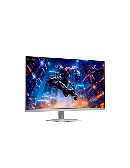 Gigabyte MO27Q2A ICE 27" QD-OLED QHD 280Hz žaidimų monitorius – ekranas ir stovas kampu