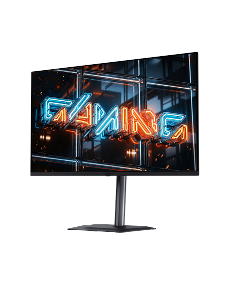 Gigabyte MO32U24 31,5" QD-OLED 4K 240Hz žaidimų monitorius – pakeltas ekranas kampu