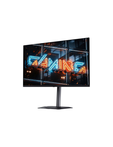 Gigabyte MO32U24 31,5" QD-OLED 4K 240Hz žaidimų monitorius – vaizdas kampu iš priekio