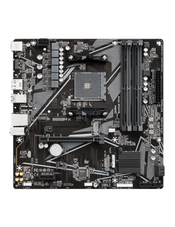 Gigabyte B550M K AM4 Micro-ATX pagrindinė plokštė – vaizdas iš viršaus