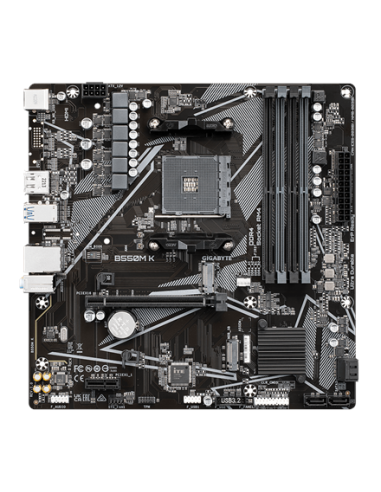 Gigabyte B550M K AM4 Micro-ATX pagrindinė plokštė – vaizdas iš viršaus