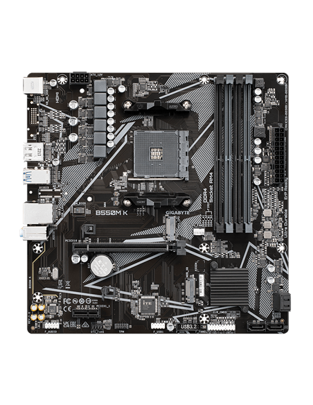 Gigabyte B550M K AM4 Micro-ATX pagrindinė plokštė – vaizdas iš viršaus