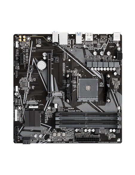Gigabyte B550M K AM4 Micro-ATX pagrindinė plokštė – vaizdas iš viršaus, kitas