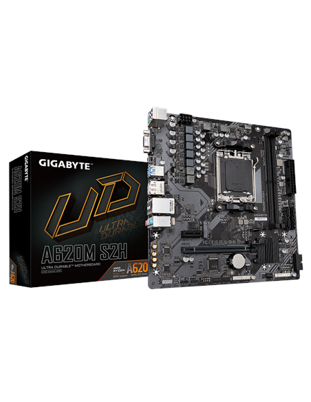 Gigabyte A620M S2H AM5 Micro-ATX pagrindinė plokštė – su pakuote