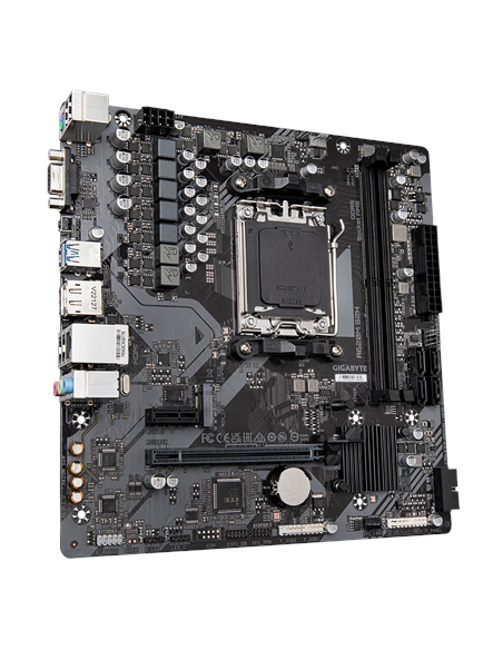 Gigabyte A620M S2H AM5 Micro-ATX pagrindinė plokštė – vaizdas kampu