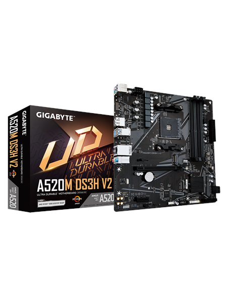 Gigabyte A520M DS3H V2 AM4 Micro-ATX pagrindinė plokštė – su pakuote