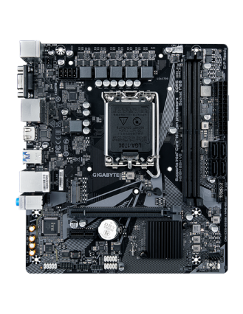 Gigabyte H610M S2H V2 DDR5 LGA1700 Micro-ATX pagrindinė plokštė – vaizdas iš viršaus