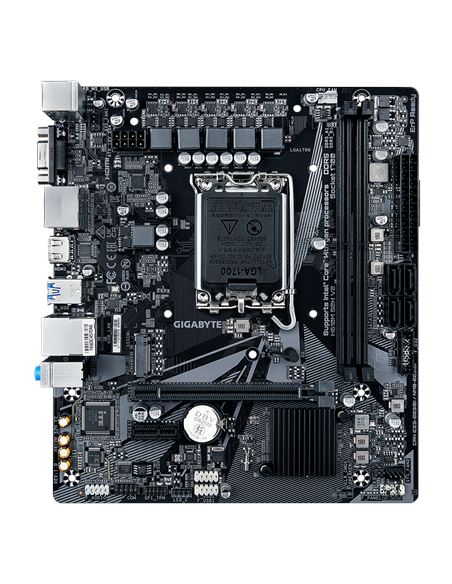 Gigabyte H610M S2H V2 DDR5 LGA1700 Micro-ATX pagrindinė plokštė – vaizdas iš viršaus