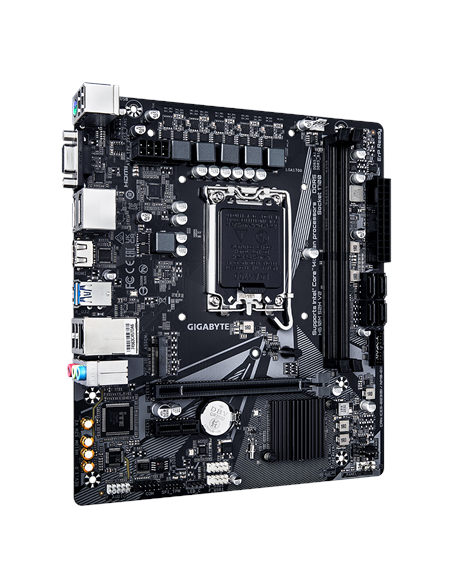 Gigabyte H610M S2H V2 DDR5 LGA1700 Micro-ATX pagrindinė plokštė – vaizdas kampu