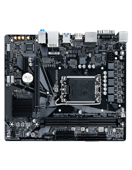 Gigabyte H610M S2H V2 DDR5 LGA1700 Micro-ATX pagrindinė plokštė – vaizdas kampu iš kitos pusės