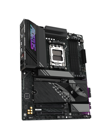 Gigabyte X870E AORUS ELITE WIFI7 AM5 ATX pagrindinė plokštė – vaizdas kampu