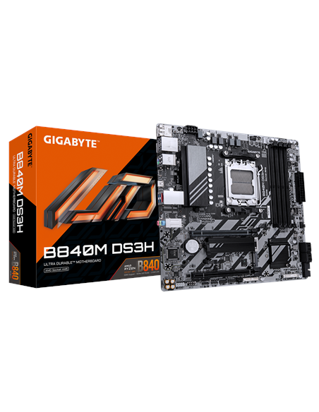 Gigabyte B840M DS3H AM5 Micro-ATX pagrindinė plokštė – su pakuote