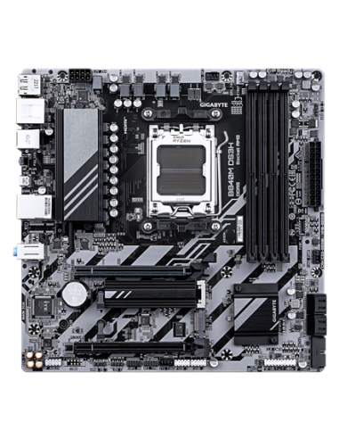 Gigabyte B840M DS3H AM5 Micro-ATX pagrindinė plokštė – vaizdas kampu
