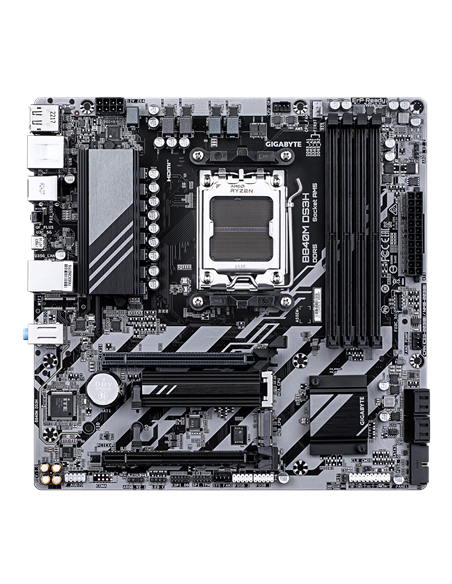 Gigabyte B840M DS3H AM5 Micro-ATX pagrindinė plokštė – vaizdas kampu