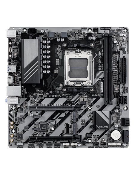 Gigabyte B840M D2H AM5 Micro-ATX pagrindinė plokštė – vaizdas kampu