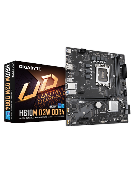 Gigabyte H610M D3W DDR4 LGA1700 Micro-ATX pagrindinė plokštė – su pakuote