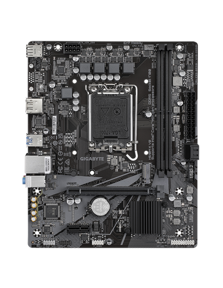 Gigabyte H610M K V2 LGA1700 Micro-ATX pagrindinė plokštė – vaizdas iš viršaus, didesnis