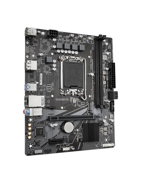 Gigabyte H610M K V2 LGA1700 Micro-ATX pagrindinė plokštė – vaizdas kampu