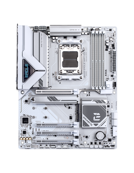 Gigabyte B850 EAGLE WIFI7 ICE AM5 ATX pagrindinė plokštė – vaizdas iš viršaus, didesnis