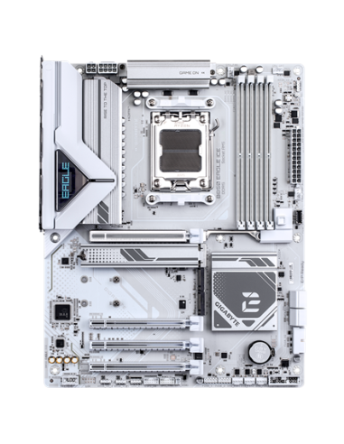 Gigabyte B850 EAGLE ICE AM5 ATX pagrindinė plokštė – vaizdas iš viršaus, didesnis