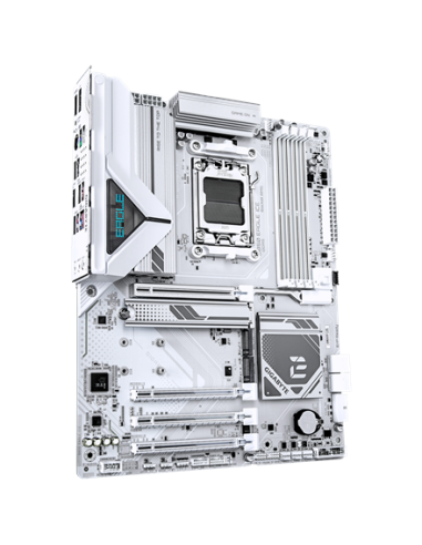 Gigabyte B850 EAGLE ICE AM5 ATX pagrindinė plokštė – vaizdas kampu