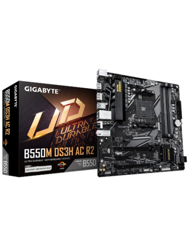 Gigabyte B550M DS3H AC R2 AM4 Micro-ATX pagrindinė plokštė – su pakuote