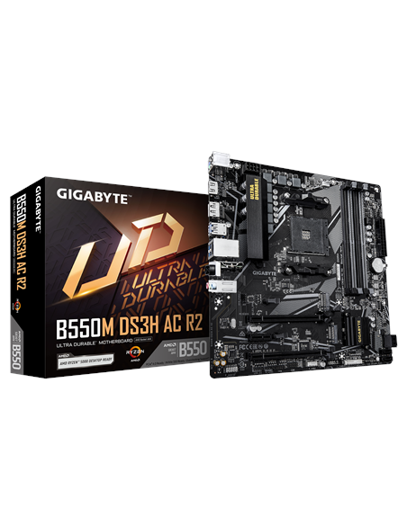 Gigabyte B550M DS3H AC R2 AM4 Micro-ATX pagrindinė plokštė – su pakuote