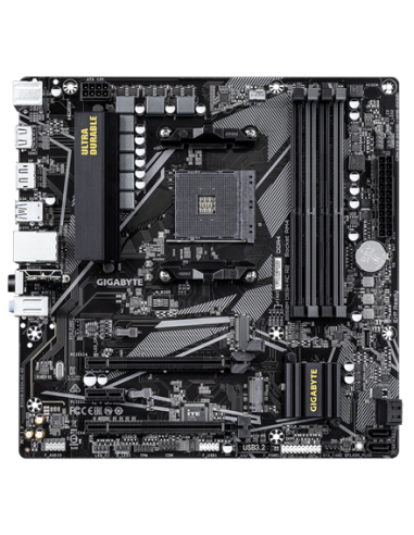 Gigabyte B550M DS3H AC R2 AM4 Micro-ATX pagrindinė plokštė – vaizdas kampu
