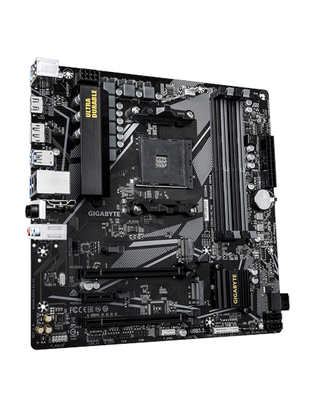Gigabyte B550M DS3H AC R2 AM4 Micro-ATX pagrindinė plokštė – vaizdas kampu, kitas