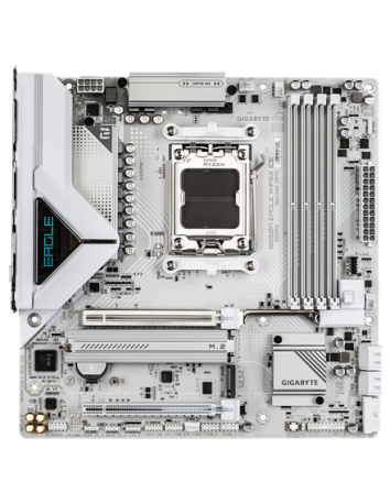 Gigabyte B850M EAGLE WIFI6E ICE AM5 pagrindinė plokštė – vaizdas iš viršaus