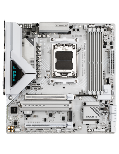 Gigabyte B850M EAGLE WIFI6E ICE AM5 pagrindinė plokštė – vaizdas iš viršaus