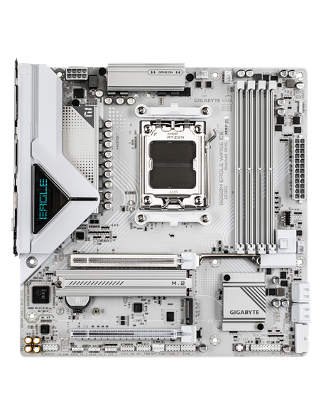 Gigabyte B850M EAGLE WIFI6E ICE AM5 pagrindinė plokštė – vaizdas iš viršaus
